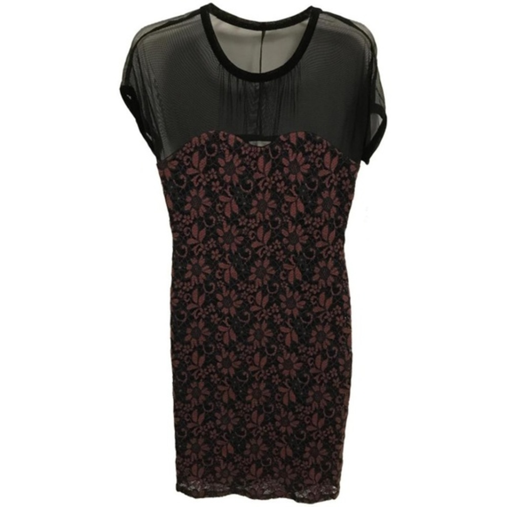NWT Weston Wear Sheer Flocked Lace Overlay Dress